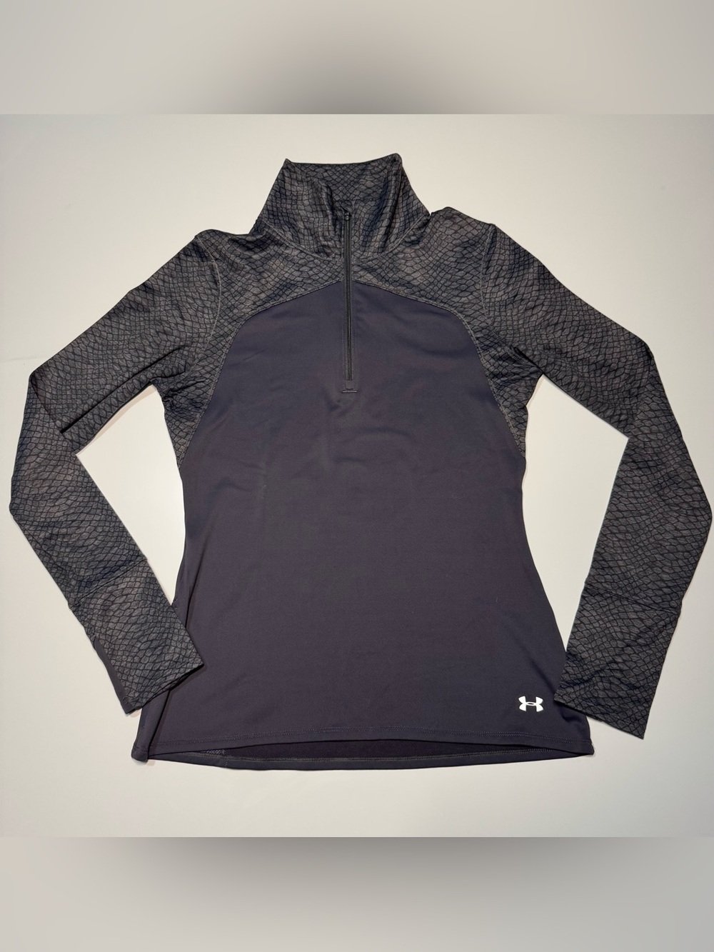 Under Armour Women's Large 1/4 Zip Fitted Cold Gear Pullover Gray Running